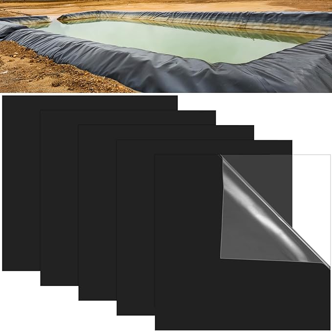 5 Pcs 12 x 12 Inches Large Pond Liner Repair Patch Self-Adhesive EPDM Liner by Sibosen