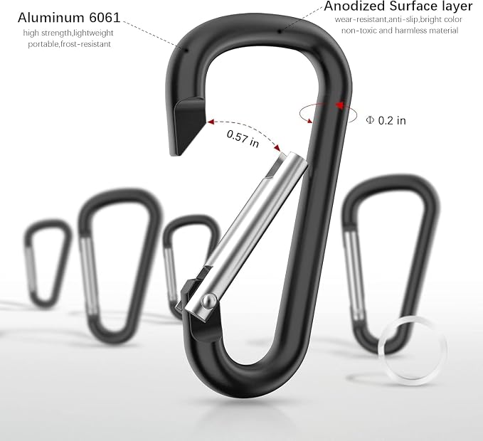 sprookber 2.28" Small Carabiner Clip Keychain, D Ring Caribeaner Clip, Key Clip - Image 3