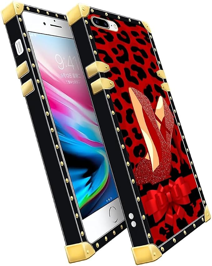 Compatible with iPhone 8 Plus 7 Plus Case, Elegant High Heels Luxury Golden - Image 3