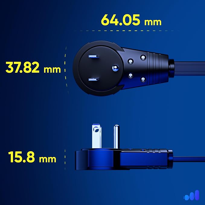Maximm Cable 2 Ft 360° Rotating Flat Plug Extension Cord, 16/3 AWG Multi 3 - Image 4