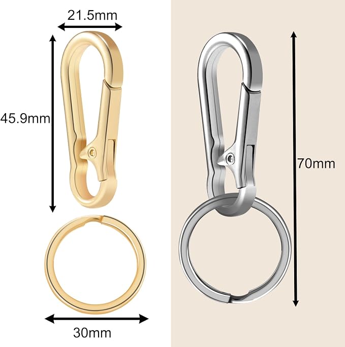 2pcs Metal Keychain Rings, Sturdy Key Chain Ring Carabiner Clip, Key Holder - Image 3