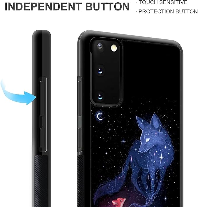 for Samsung Galaxy S20 Case, Galaxy Fox Wolf Pattern Graphic Design Girl Boy - Image 4