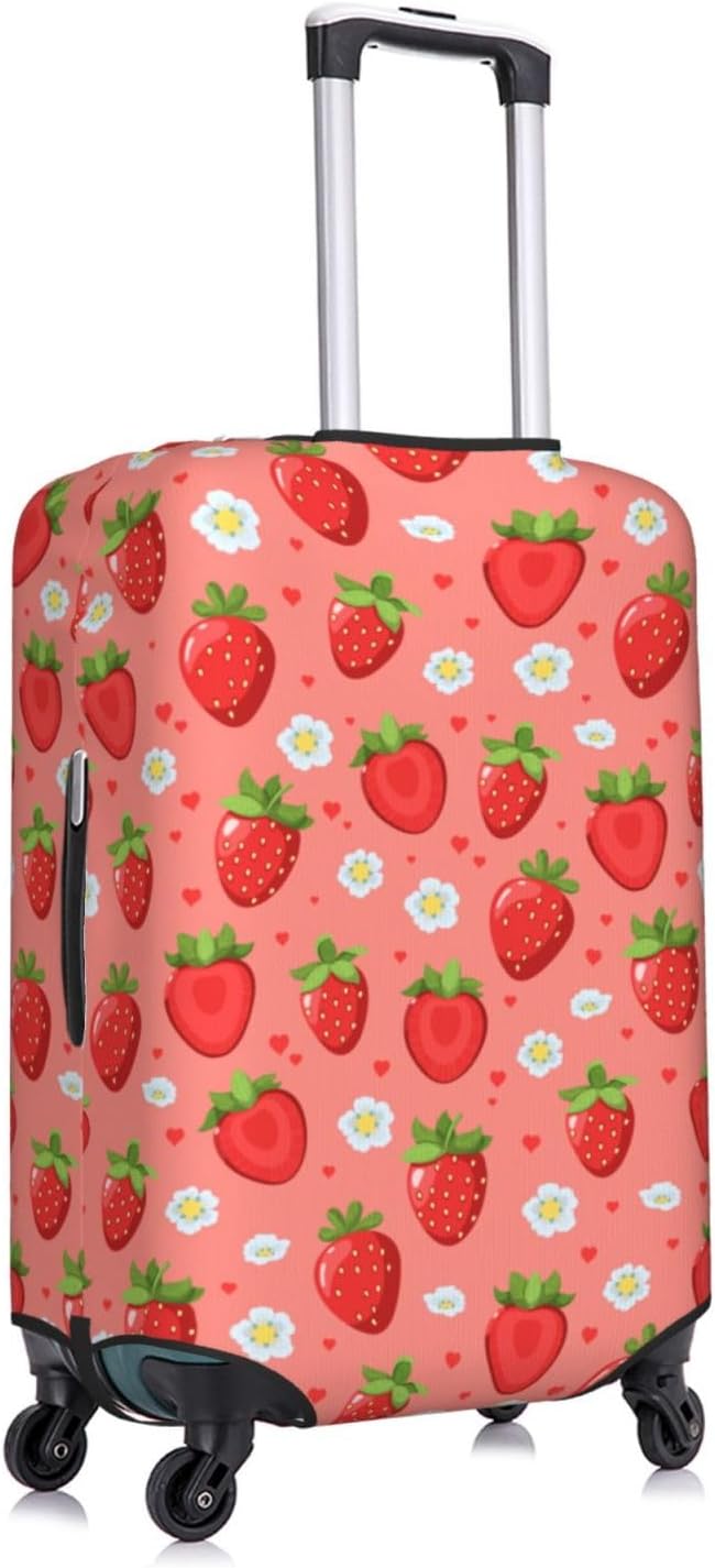 Cute Strawberry and Floral Print Elastic Luggage Cover, Suitcase Protector - Image 3