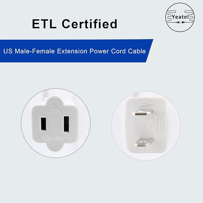 50FT White Extension Cord, 2 Prong Extension Cords Indoor, 16 Gauge SPT-2 Flat - Image 4