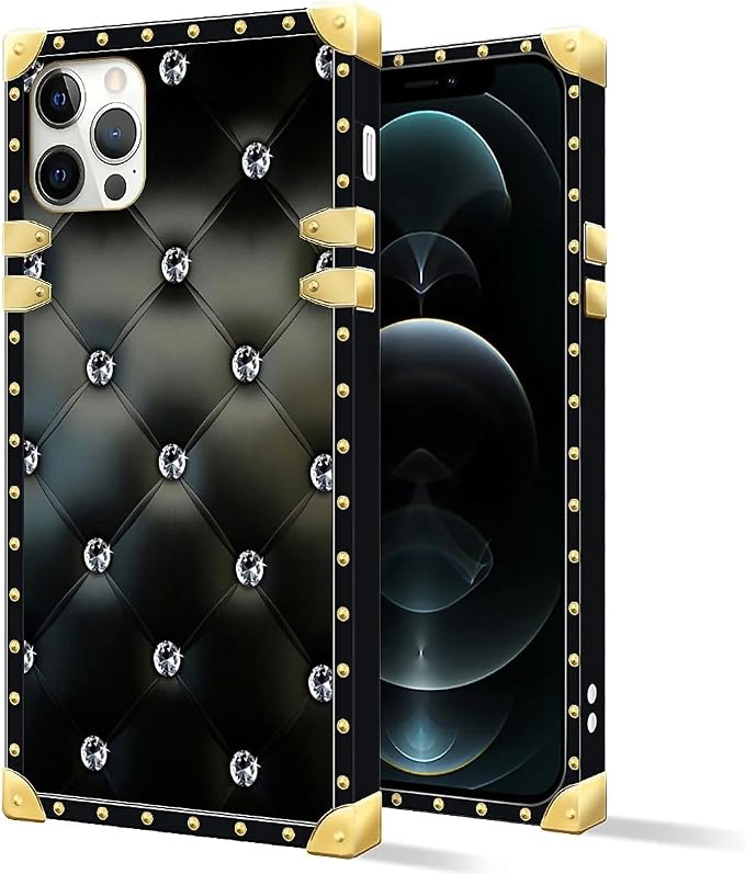Compatible with iPhone 11 Pro Max Case, Shiny Black Sofa Crystal Luxury Golden - Image 2