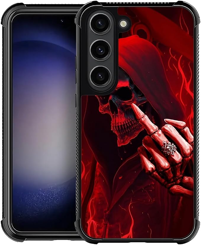 for Samsung Galaxy S23 Plus Case, Gestures Funny Skull Pattern Graphic Design by FKBRCL4U
