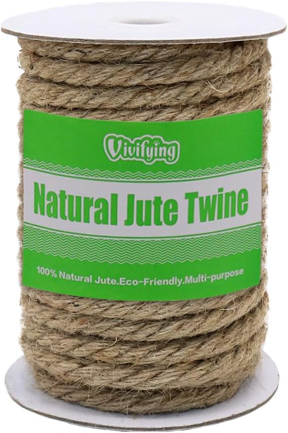 Vivifying 50 Feet 10mm Jute Rope, Natural Heavy Duty Twine - Image 7