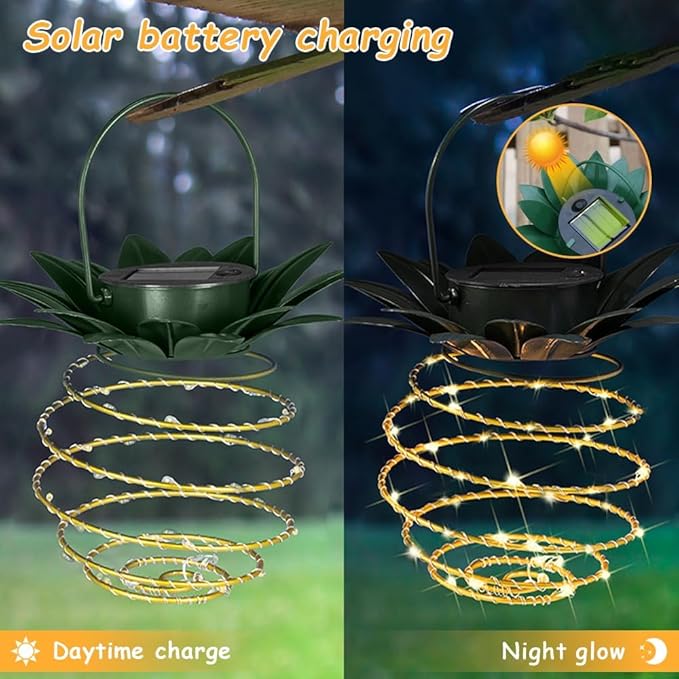 JHPGEOE 2 Pack Outdoor Solar Hanging Lantern Lights - Image 4