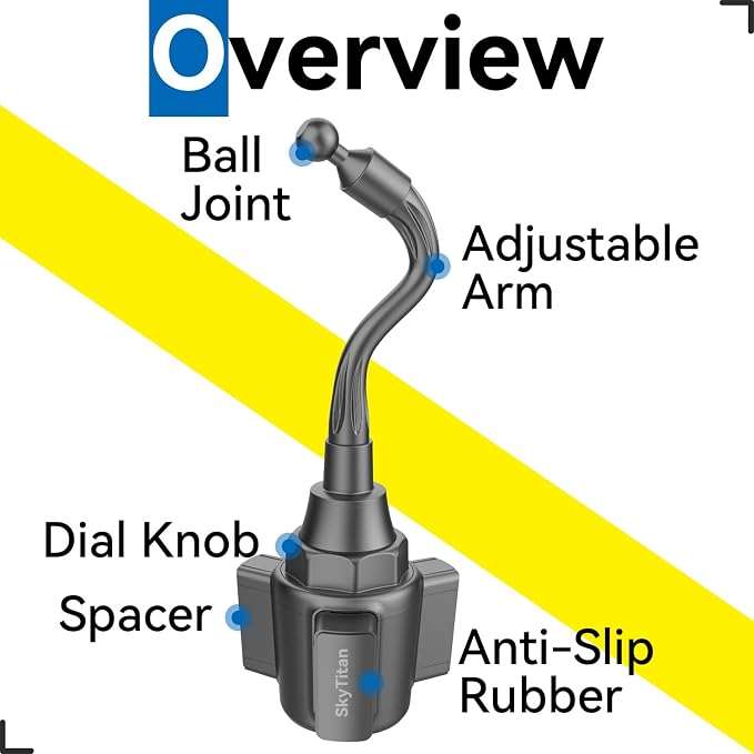 SkyTitanfor Garmin GPS Car Mount Cup Holder Replacement 17mm Ball Mount - Image 9