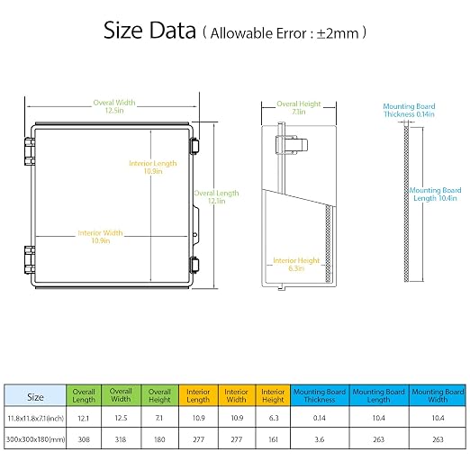 LeMotech Electrical Box, IP67 Waterproof Hinged Clear Cover Stainless Steel - Image 2