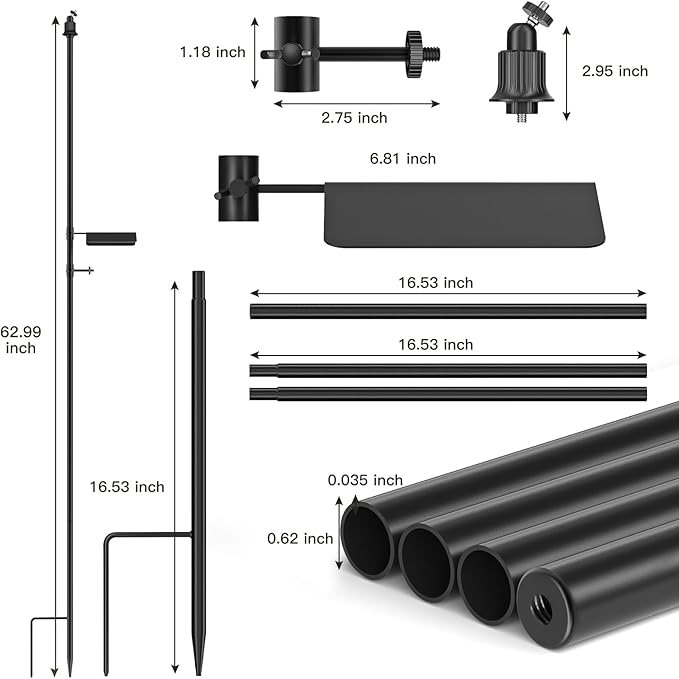 Ground Stake Mount Stand for Outdoor Cameras and Solar Panels, Adjustable - Image 2
