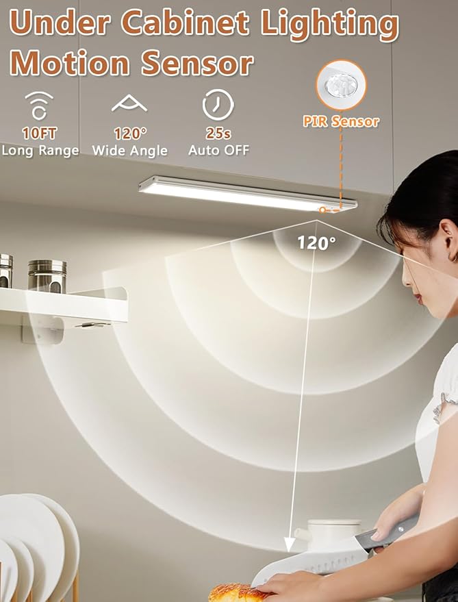 Under Cabinet Motion Sensor Lighting: 8 Inch Dimmable Rechargeable Lights Indoor - Image 6