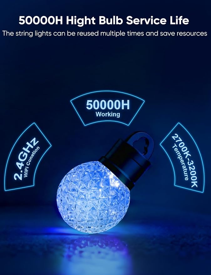 APPECK Outdoor String Lights 150ft, RGBW Color Changing Patio Lights - Image 4