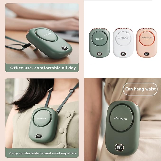 AOCOOLFAN Portable Neck Fan, Mini Small Personal Handheld Fan USB Rechargeable - Image 5