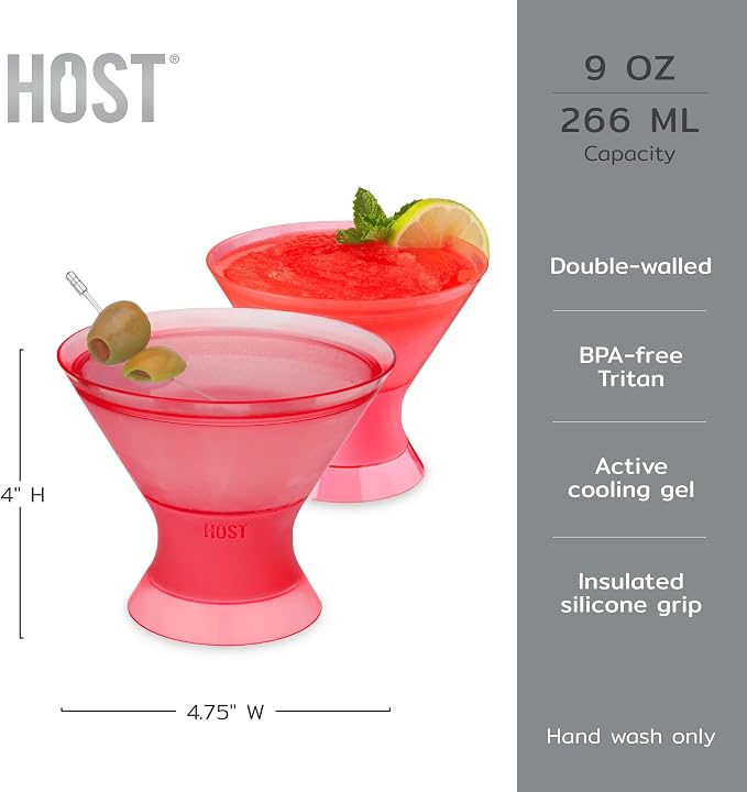 HOST Freeze Insulated Martini Cooling Cups, Plastic Freezer Gel Chiller Double - Image 3