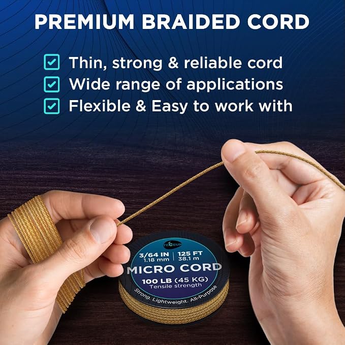 TECEUM Micro Paracord – 1.18 mm X 125 ft – Micro Utility Cord – Thin Braided - Image 3