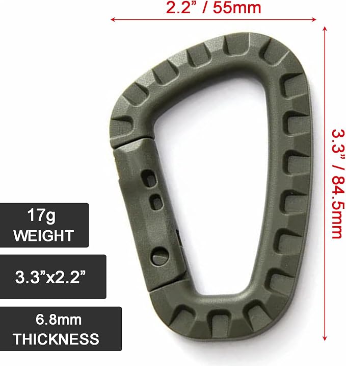 Tactical Gear Carabiner Keychain Clip Plastic D-Rings Large Key Chain Heavy - Image 2