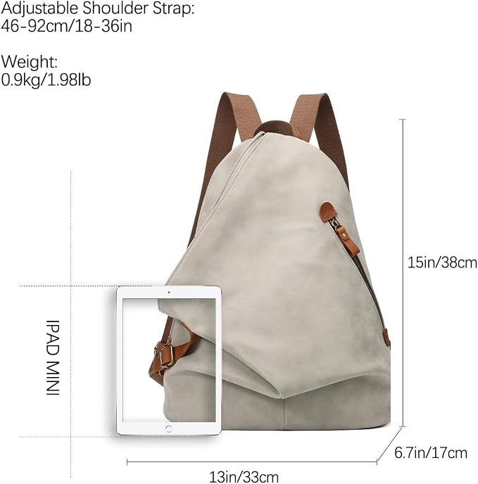 KL928 PU Leather Vintage Backpack – Large Casual Daypack Outdoor Travel - Image 2