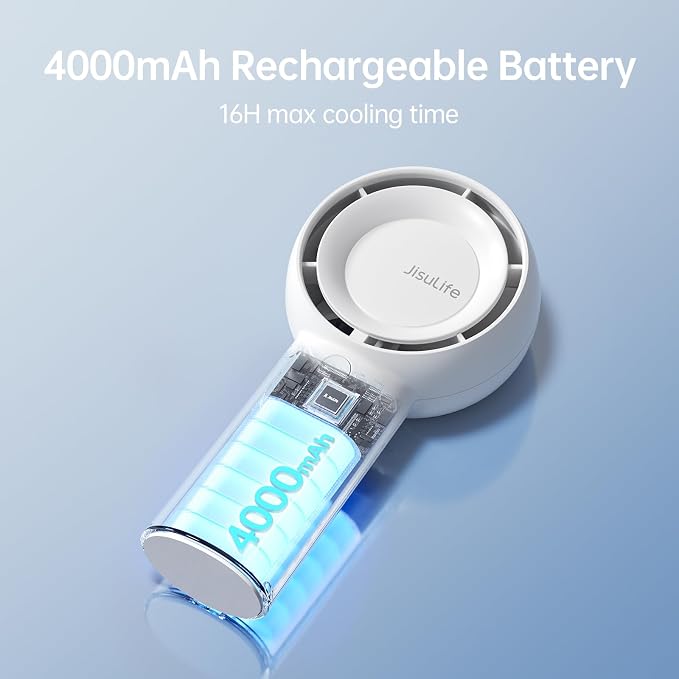 JISULIFE Portable Handheld Turbo Fan, 4000mAh USB Rechargeable Personal Battery - Image 9