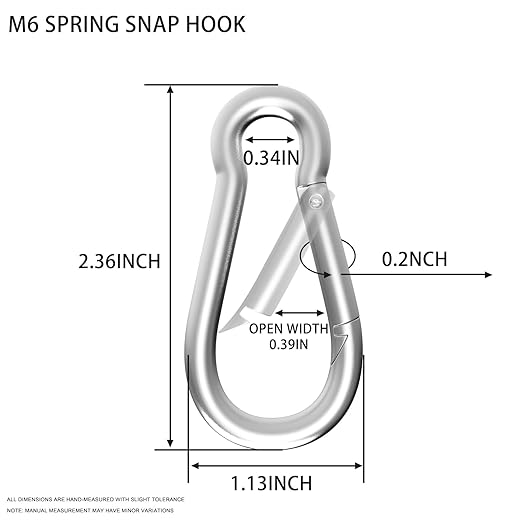Carabiner, Heavy Duty Galvanized Steel Spring Snap Hook Carabiner Clips - Image 2