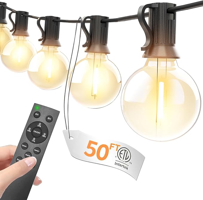 Outdoor String Lights with Remote 50FT by Unknown