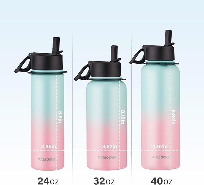 KXIAOCHEN Insulated Water Bottle, Stainless Steel Water Bottle, 2 Lids - Image 7