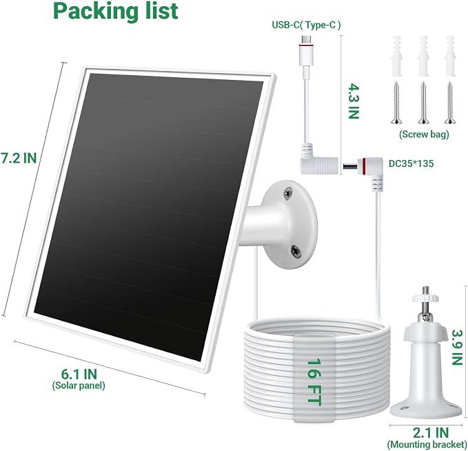 Solar Panel for Ring Camera, 6W Solar Charger - Image 5