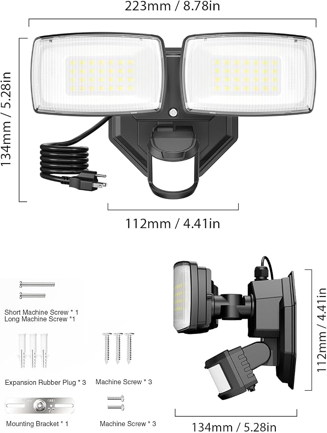 Onforu 32W Plug in Motion Sensor Lights Outdoor, 3200LM Motion Flood Light Dusk - Image 9