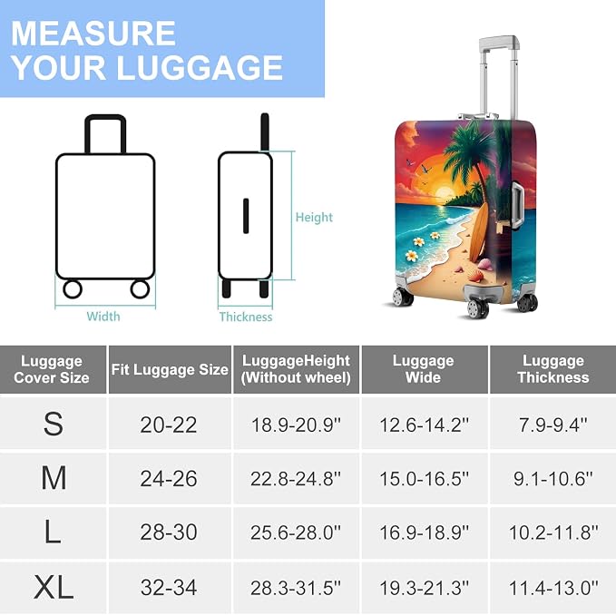 ANNA QUEEN Tropical Sunset Beach Luggage Cover, Stretchable Suitcase Protector - Image 7