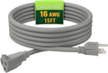 Indoor Outdoor Extension Cord 15 FT, 16/3 SJTW Weatherproof Grey Electrical by GREATIDE