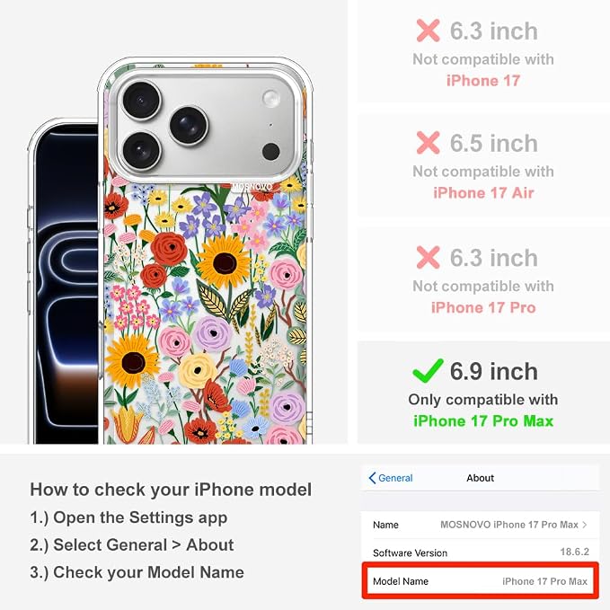 MOSNOVO for iPhone 17 Pro Max Case | Military Grade 6.6ft Drop Tested | Camera - Image 2