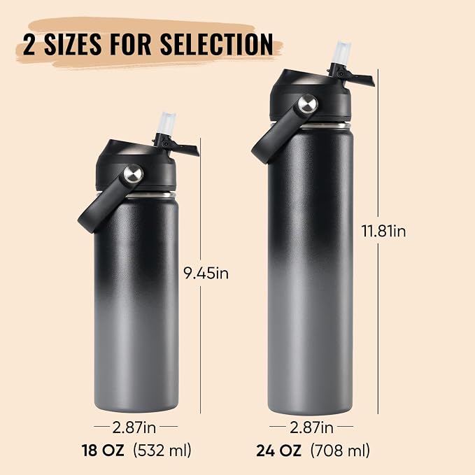 Fijinhom 24oz Insulated Stainless Steel Water Bottle, Wide Mouth Double Wall - Image 2