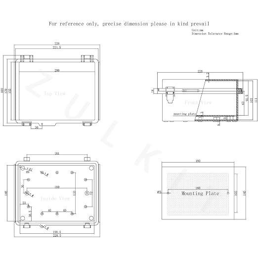 Zulkit Junction Box, IP67 Waterproof Electrical Box Hinged Cover Stainless - Image 7