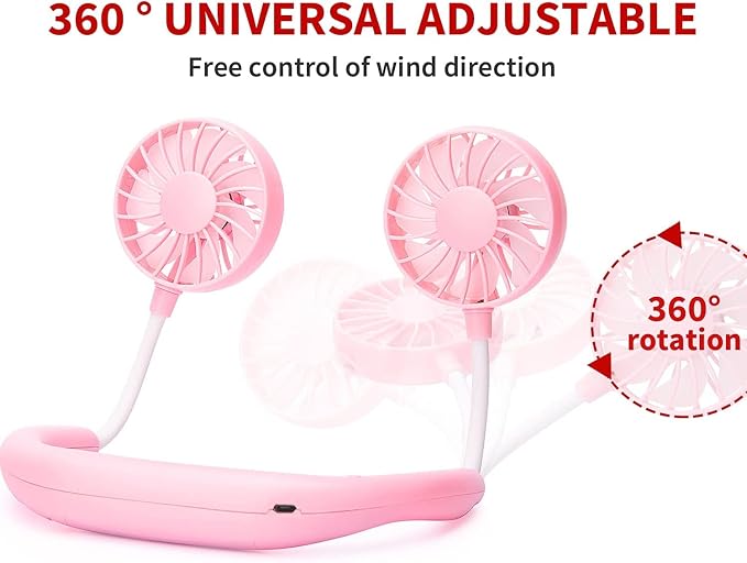 Portable Neck Fan Rechargeable Personal Hand-Free Fan Mini USB Wearable - Image 3
