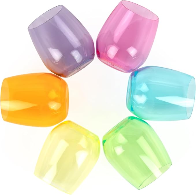 Premium Unbreakable Stemless Wine Glasses – Set of 6 BPA-Free Shatterproof by popdesign