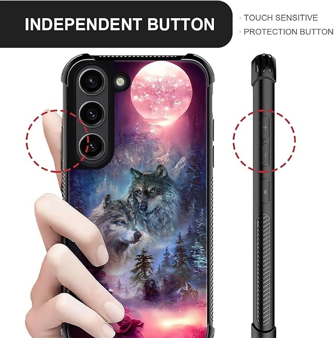 for Samsung Galaxy S23 Case, Star Two Wolfs Howling Pattern Graphic Design Girl - Image 6