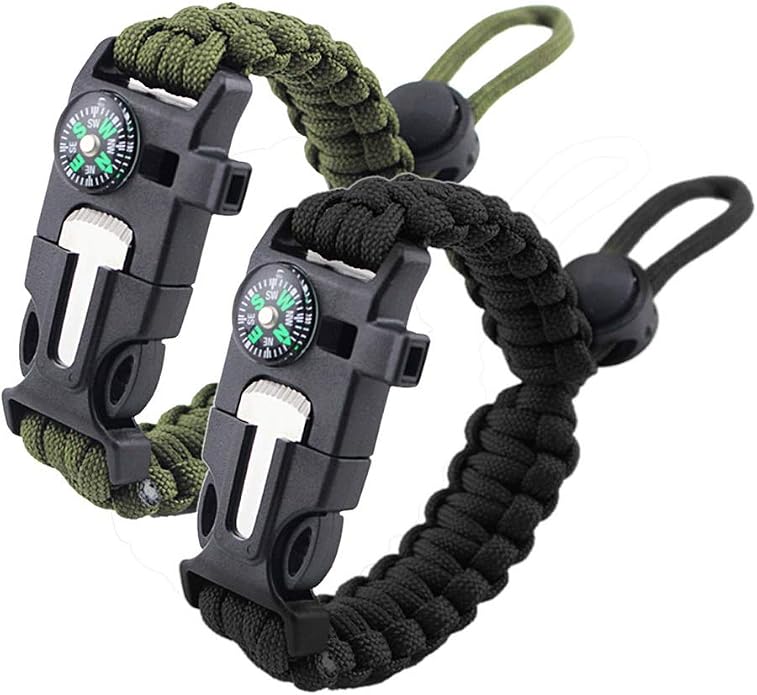 ZHIYE Survival Paracord Bracelet Flint Fire Starter Scraper Compass Wilderness by ZHIYE
