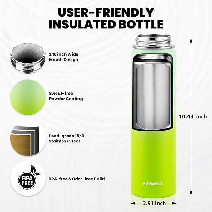 RAYMYLO Insulated Water Bottle 24oz, Triple Wall Vacuum Stainless Steel - Image 5