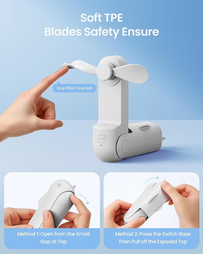 Gaiatop Portable Handheld Fan, 3 in 1 Mini Fan Handheld, Foldable Personal Fans - Image 6