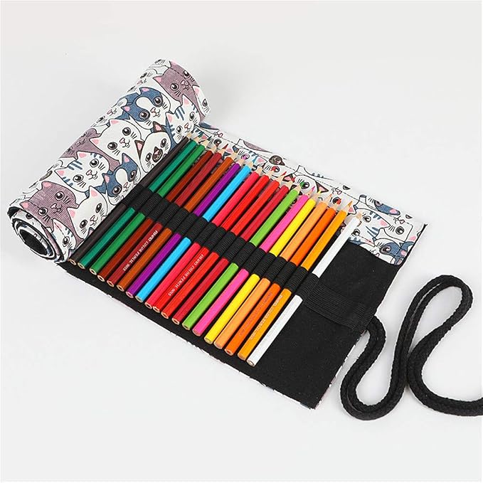 Funny live 24/36/48/72 Slots Colored Pencil Wrap Roll up Pen Holder Case - Image 3