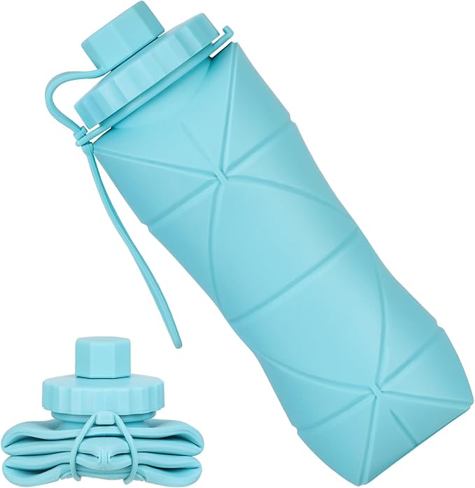 YCT Collapsible Silicone Travel Water Bottle 20oz, Reuseable Leakproof BPA Free by YCT