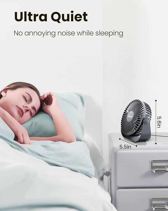 Gaiatop USB Desk Fan, 3 Speeds Strong Airflow, 5.5 Inch Portable 90° Rotate - Image 3