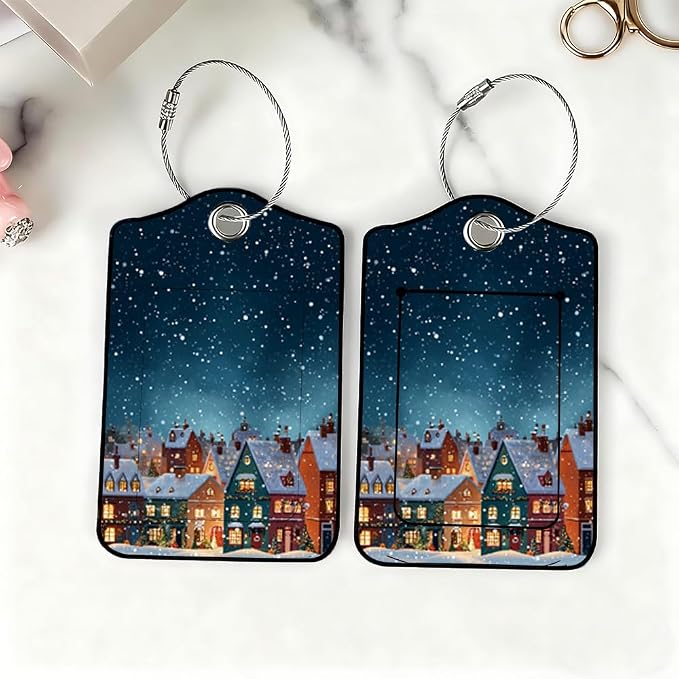 2Pcs Winter Village Luggage Tags - Image 6