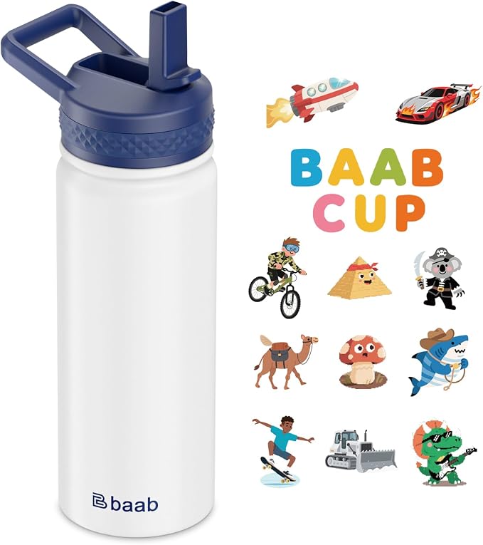 baab 18oz Kids Water Bottle, Insulated Water Bottle by baabKidWatterBottle