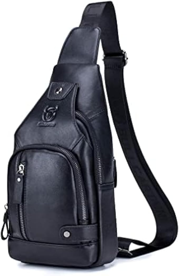 Hebetag Leather Sling Bag Casual Daypack by Hebetag