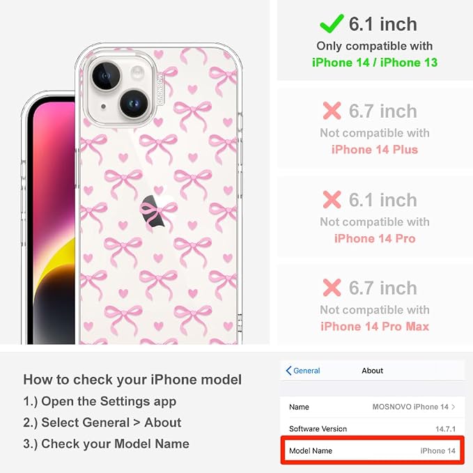 MOSNOVO for iPhone 13/14 Case | Military Grade 6.6ft Drop Tested | Clear - Image 2