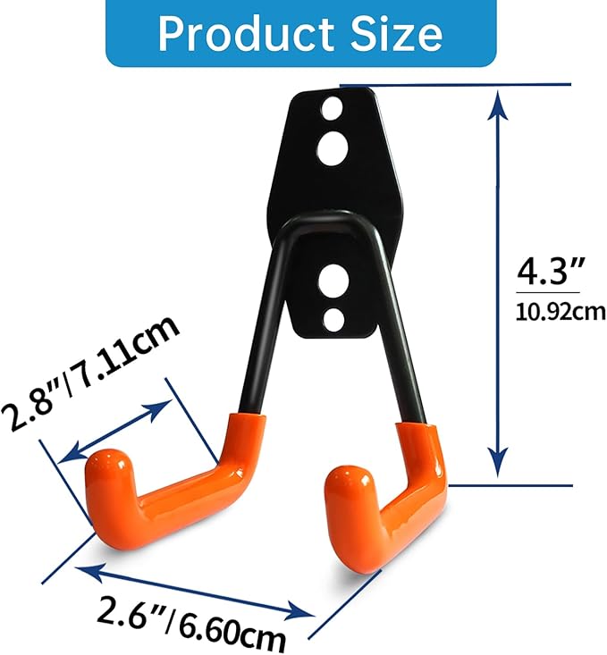 GeeWatom 2 Pack Garage Storage Utility Hooks，Garage Garden Tool Organizer，Steel - Image 2