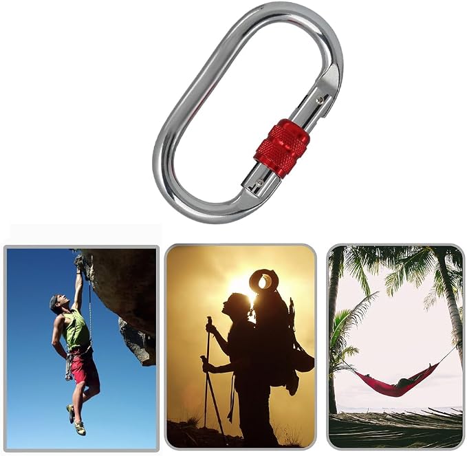 Heavy Duty Locking Climbing Carabiner Clip CE Rated 25 kN 5600 LB Rugged - Image 4