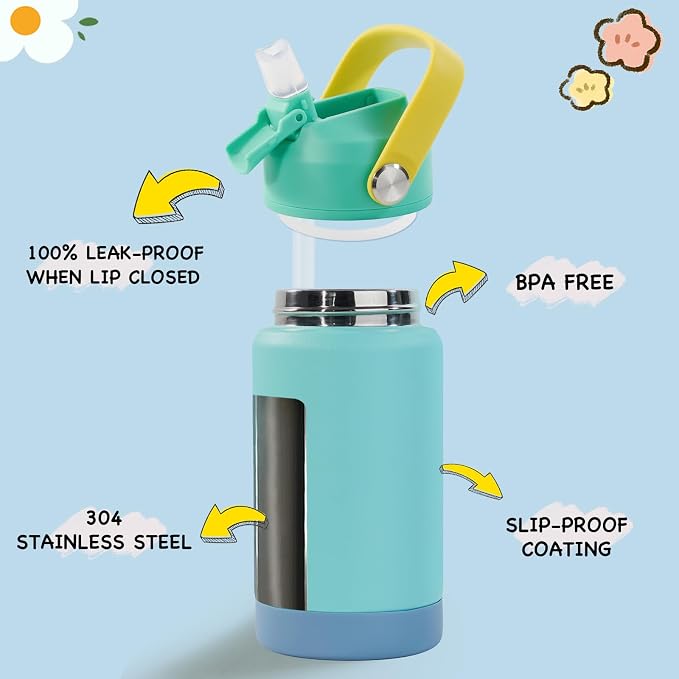 Kerilyn 12oz Kids Water Bottle, Stainless Steel Insulated Water Bottle - Image 2