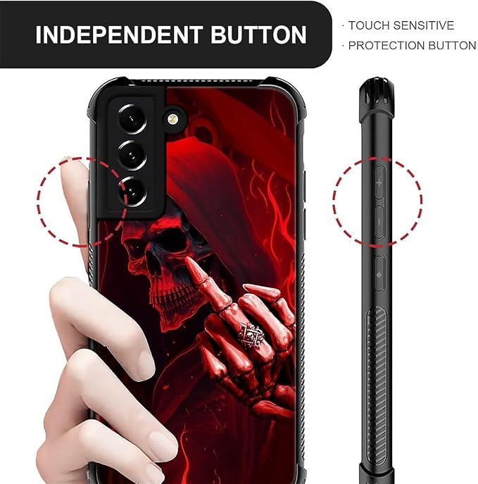 for Samsung Galaxy S21 FE Case, Gestures Funny Skull Pattern Graphic Design - Image 3